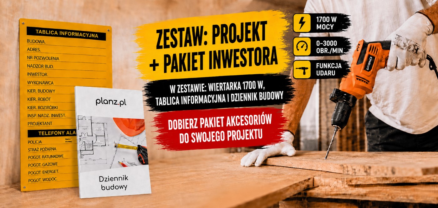 Wiertarka 1700 W za 1 zł netto, tablica informacyjna i dziennik budowy przy zamówieniu od 3500 zł