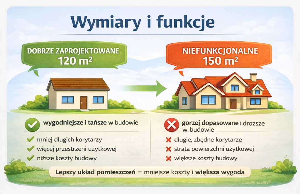 Funkcjonalny układ pomieszczeń w projekcie domu
